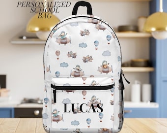 Personalized Kid Backpack Back to School Student Bag for Kindergarten Child Backpack Birthday Gift for Child Plane Backpack with Name Tag