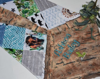 Personalized Buffalo Cactus baby boy minky blanket Tribal baby boy nursery shower gift Personalized baby gift buffalo nursery