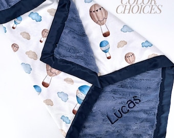 Hot Air Balloon Nursery Boy Blanket Baby Boy Room Comfort Blanket Boy Nursery Theme Bedroom Decoration Baby Shower Gift Idea Custom Design