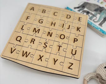 Wooden alphabet puzzle toddler birthday gift bag personalized gift kids party ideas for 5 year old boy learning activities 3 year old girl