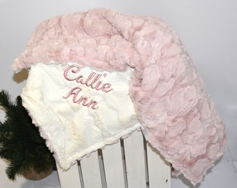 Personalized baby blanket-girl minky Blanket-pink baby blanket, Newborn baby gift, soft baby blanket, baby name blanket, gender neutral