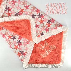 Coperta per neonati a forma di stella marina personalizzata con ricamo del nome, regalo per baby shower, coperta per neonati personalizzata, tema spiaggia, coperta morbida nautica
