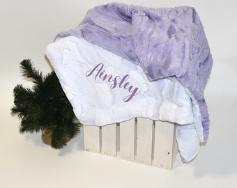Personalized minky blanket, double minky blanket, baby blanket girl purple, customize purple baby blanket, handmade baby blanket newborn