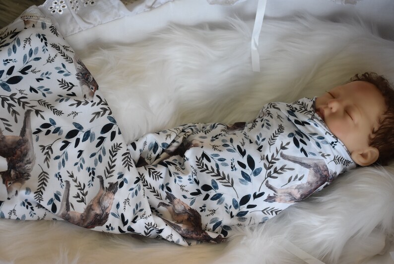 Knit Swaddle Blanketwolf Baby Boy Swaddle Blanketwolf Fox Etsy