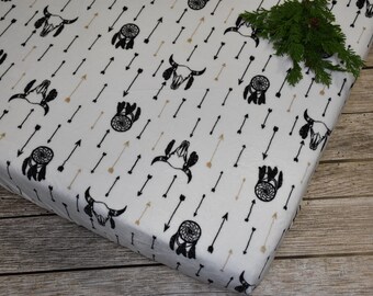 Tribal Buffalo Dreamcatcher minky fitted crib sheet, Pack and play fitted sheet, Baby Boy tribal crib sheet bedding, baby boy shower gift