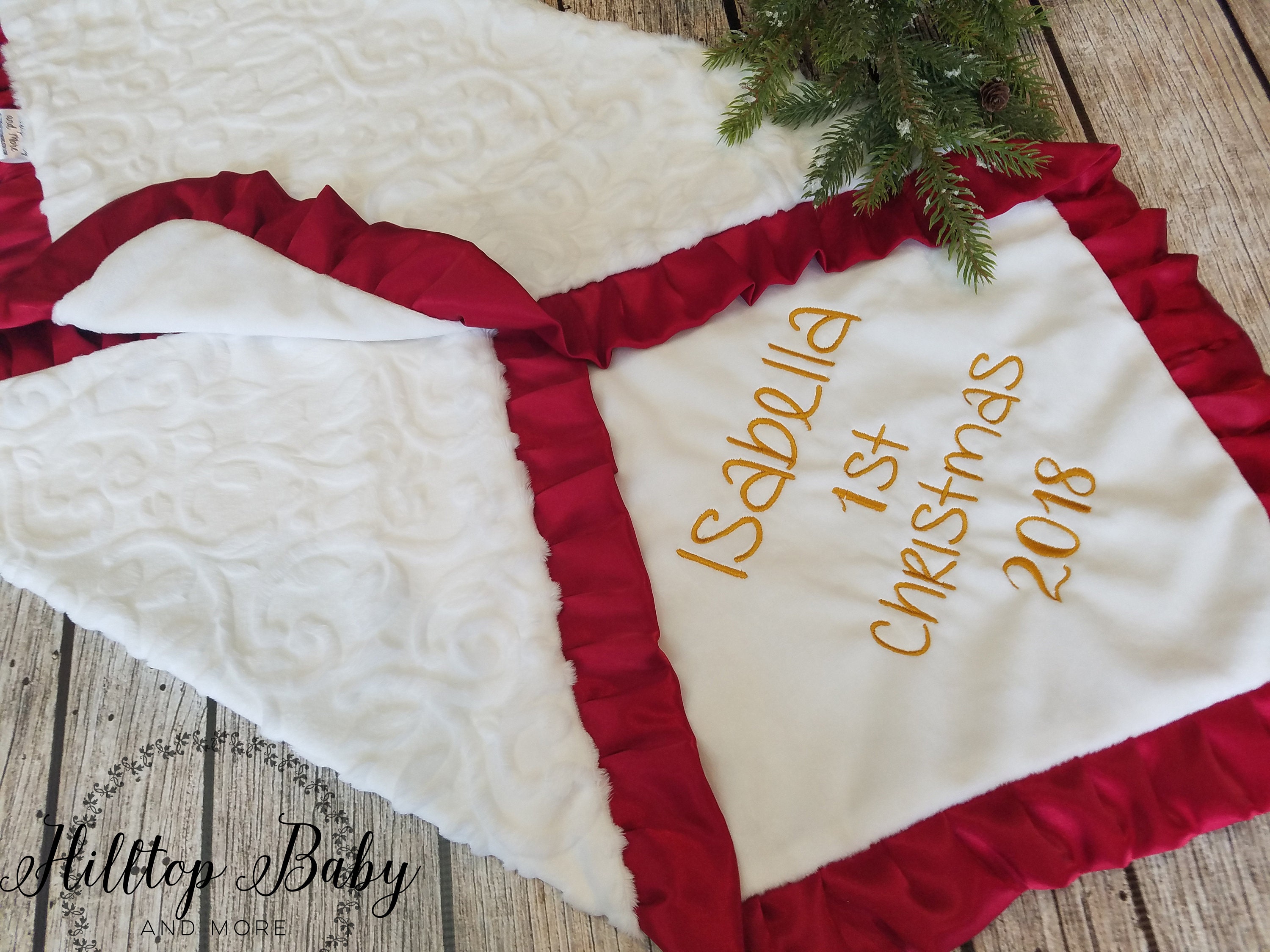 First Christmas baby blanket Personalized White blanket in Etsy