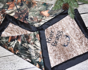 Personalized Camo Woodland Baby Boy Minky Blanket, Deer Baby Boy shower gift, Woodland nursery, baby boy camo shower gift