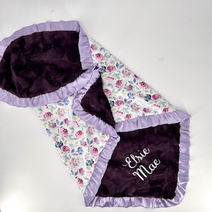 Floral Personalized Purple Baby blanket lilac Baby Girl Gift Pink boho nursery soft baby blanket Pink custom baby gifts purple blanket