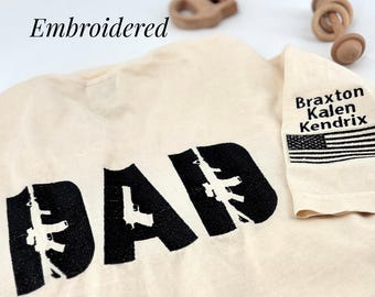 Custom Dad Shirt Design Idea For Father Gift Personalized Name Customize Rifle Tee Shirt For Dad Hunting Gift veteran dad shirt military