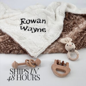 Personalized Deer minky baby blanket with name for plush baby boy woodland fawn newborn baby gift for soft woodland gift idea for new mom