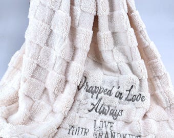 Personalized Throw Blanket Custom Embroidered Name Present Family Keepsake Hospital Gift Elderly Care Nursing Home Birthday Gift Gender