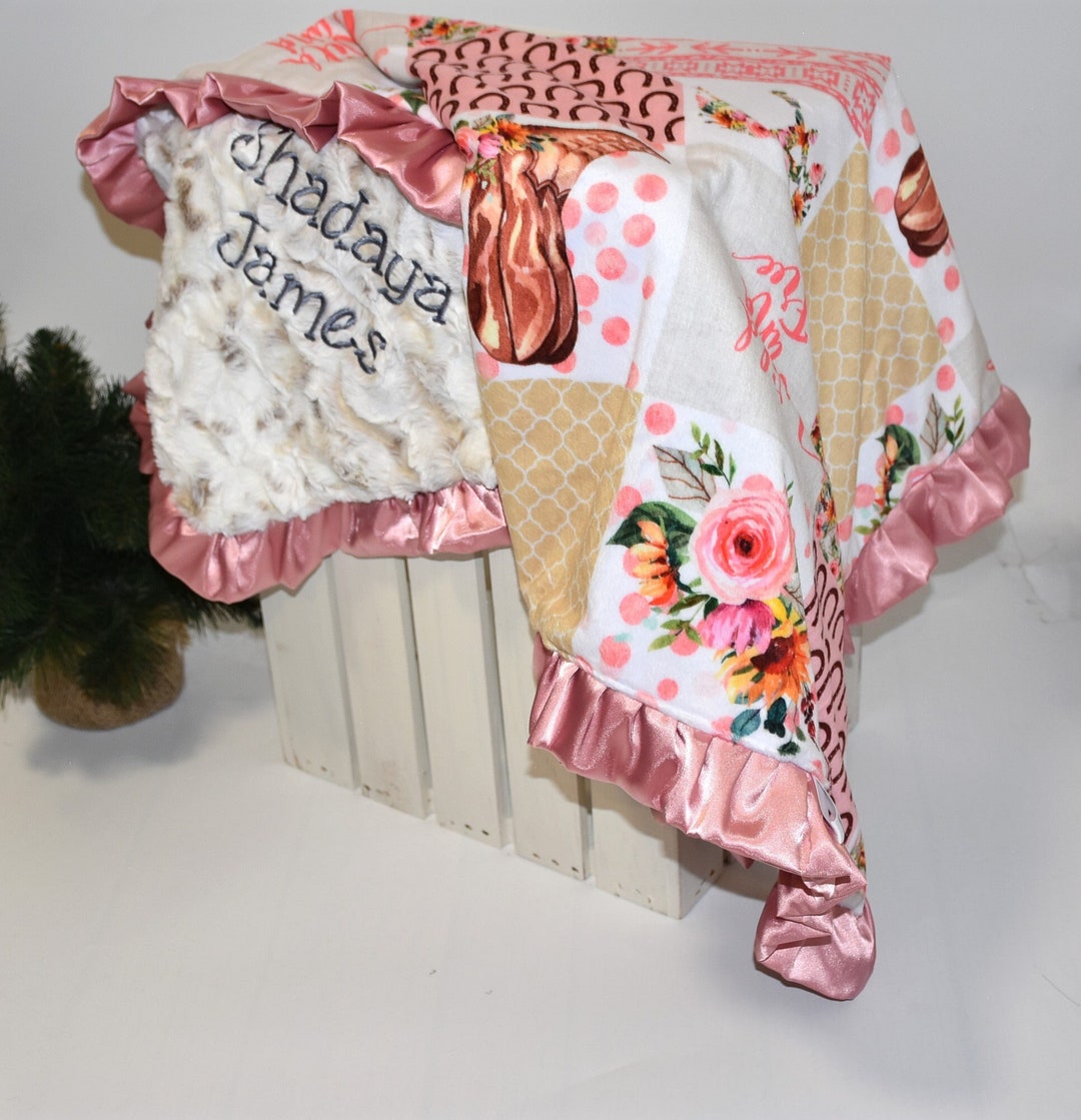 Personalized Boho Horse Blanket Baby Girl Minky Blanket Etsy