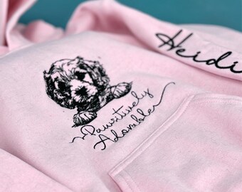 Personalized Toddler Hoodie Puppy Design Embroidered Name Custom Apparel Girl Gift Birthday Present Grandparent Idea Pink Sweatshirt Dog