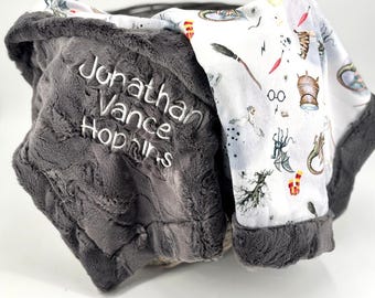 Harry Potter Baby Blanket Design Nursery Room Decor Idea for Newborn Comfort Cover with Creatures Nursery Throw Gift Set for Infant Room