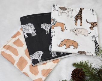 Personalized baby gifts, Baby Boy Country, Safari Baby burp cloths- Gray, Bronze, Black Lion, Elephant baby shower gift