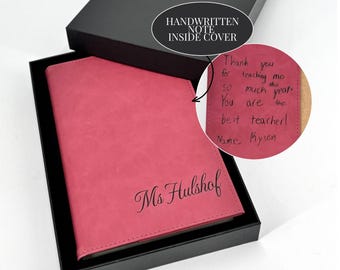 Personalized Teacher Journal Custom Engraved Leather Notebook Appreciation Gift Grandmother Birthday Present Mother Day Memory Book