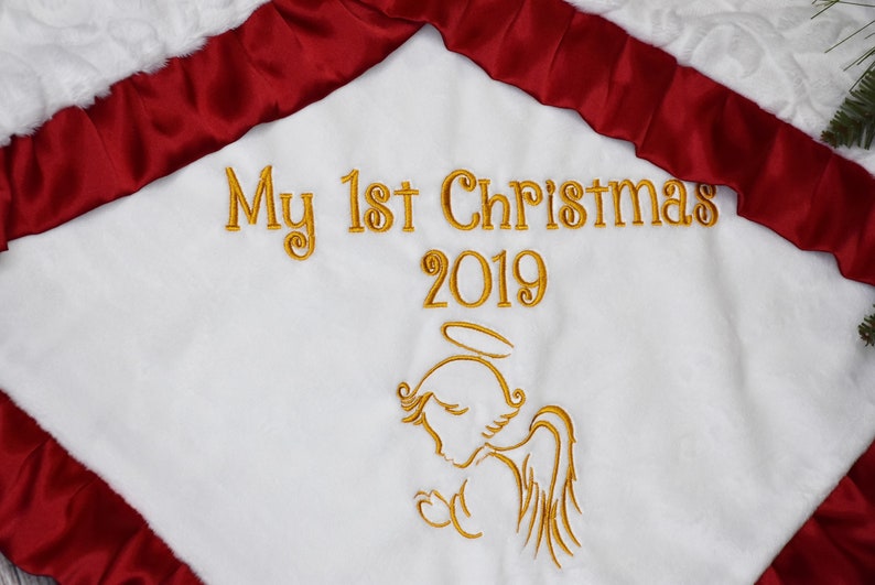 First Christmas baby blanket Personalized White blanket in Etsy