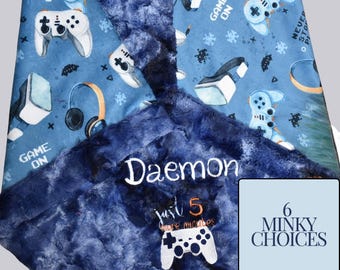Personalized Gaming Baby Blanket Video Game Baby Shower Gift Custom Controller Minky Blanket Gamer Nursery Soft Custom Name Gift Tech Baby