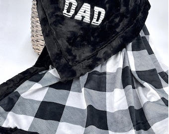 Personalized Dad Blanket for Birthday Present Idea for Father Day Present with Name Throw Comfort Guy Throw Checkered Design Custom Made