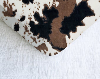 Cowhide Minky Crib sheet, Cowboy  western baby boy nursery, brown and black horse baby minky Pack and Play sheet, Changing Pad Cover