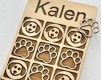 Personalized Tictactoe Game Board Custom Child Gift Idea Birthday Party Favor Eco Friendly Wooden Toys Family Activity Travel Entertainment