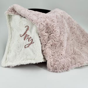 Personalized pink baby blanket girl minky Blanket for Newborn baby gift handmade baby blanket with name embroidery custom gift for infants image 10