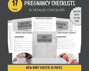 Pregnancy journal digital planner birth plan for expecting mom gift template printable planner baby journal guide  pdf checklist for newborn