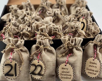 Personalized kids advent calendar gift for grandma xmas customized gift box countdown days to Christmas gift bags new grandmother keepsake