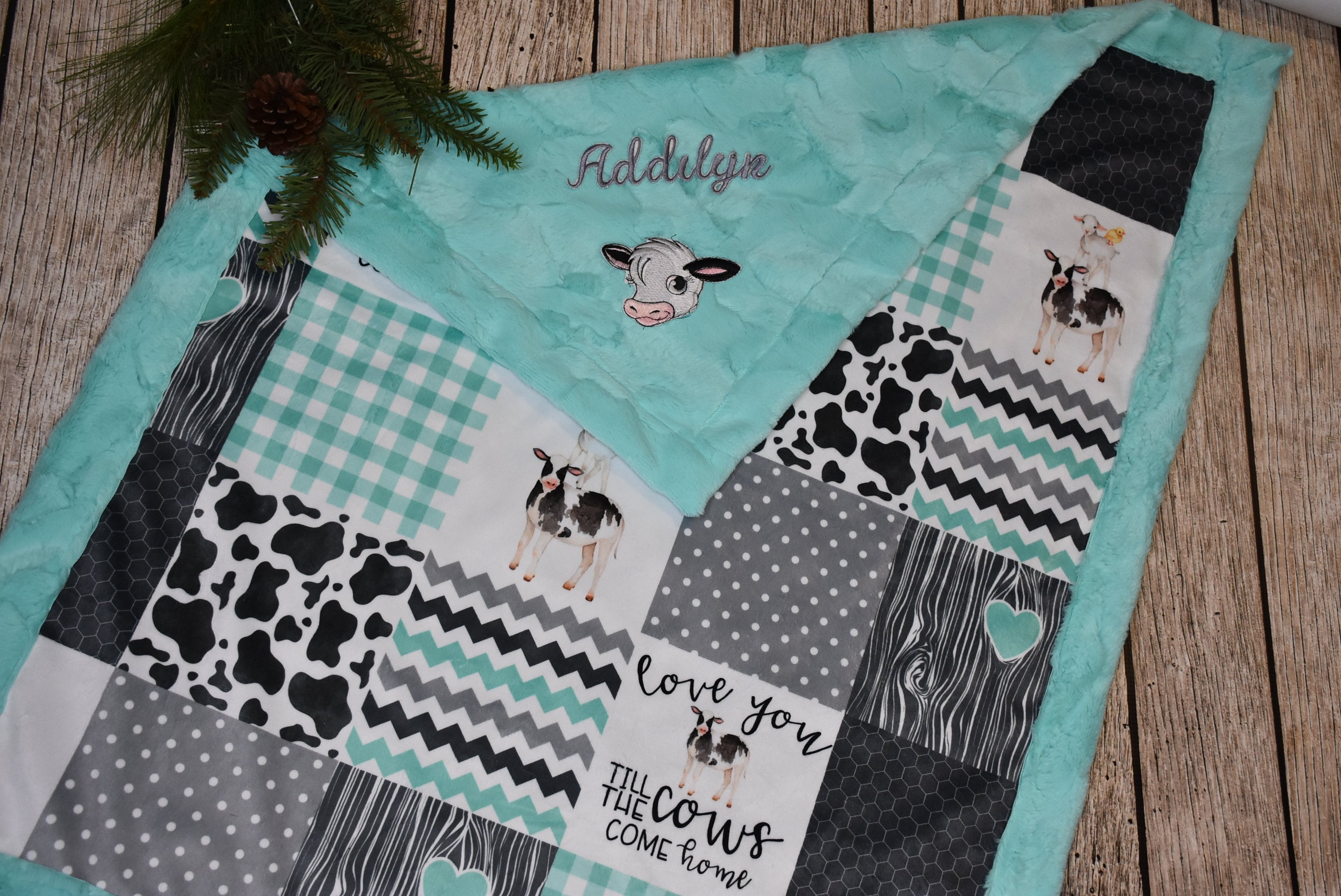 Personalized blanket Country Baby Girl shower Gift Farm baby Cow baby Girl Minky Blanket Love you till the Cows come Home baby