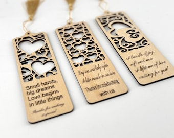 Wooden bookmark Baby Shower Party Favor custom thank you gift for girl boy welcome baby bulk party gift for gender reveal party baby gift
