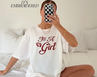 Gender Reveal T Shirt Its a Girl Pregnancy Announcement Maternity Gift for Mom to Be Baby Bump Shirt Cute Pregnancy Tshirt baby shower gift