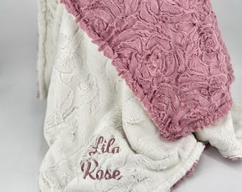 Personalized baby blanket for baby Girl customized minky baby Blanket pink baby gift soft floral baby blanket baby girl pink boho blankets