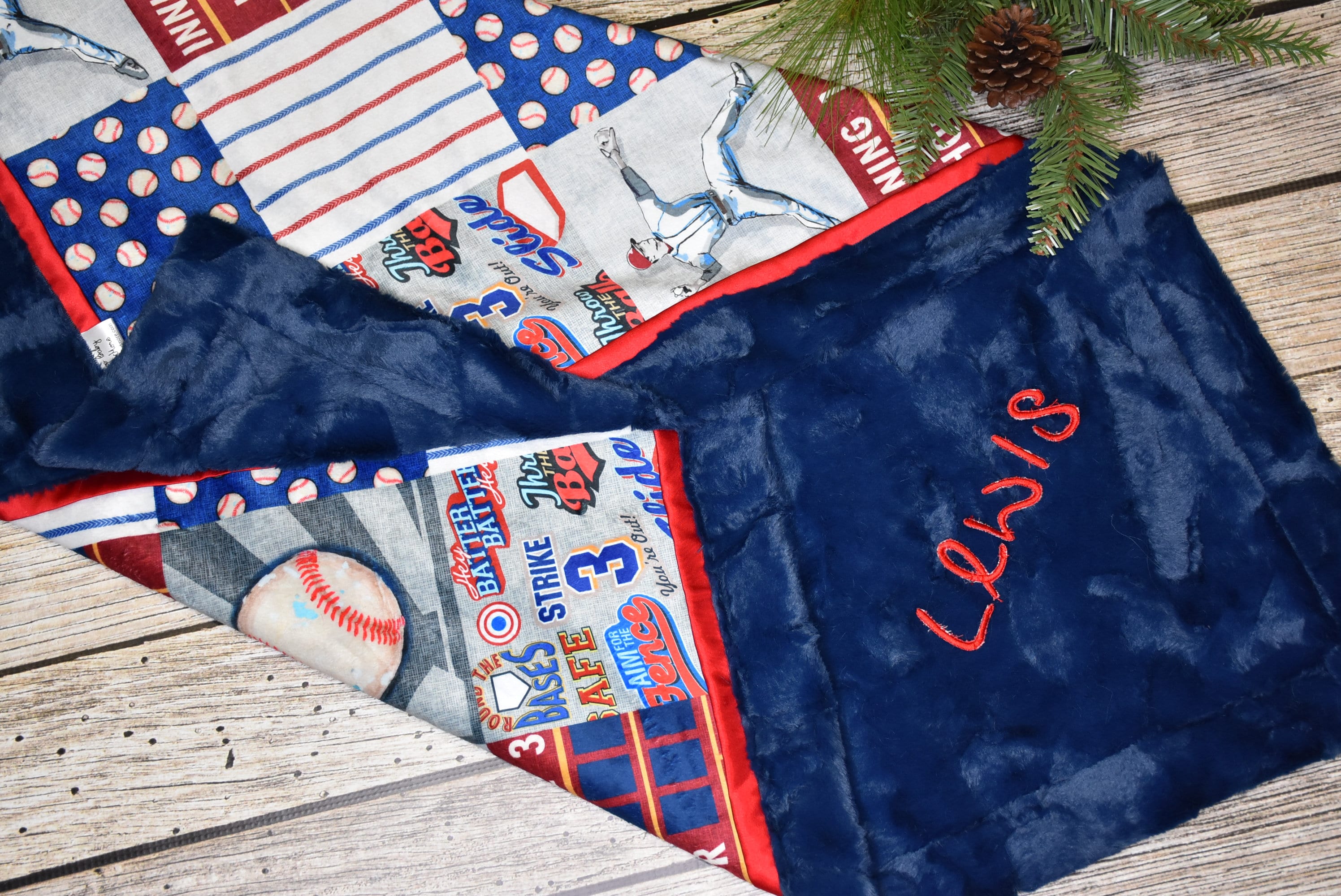 Personalized baby boy baseball blanket, minky baby blanket baby