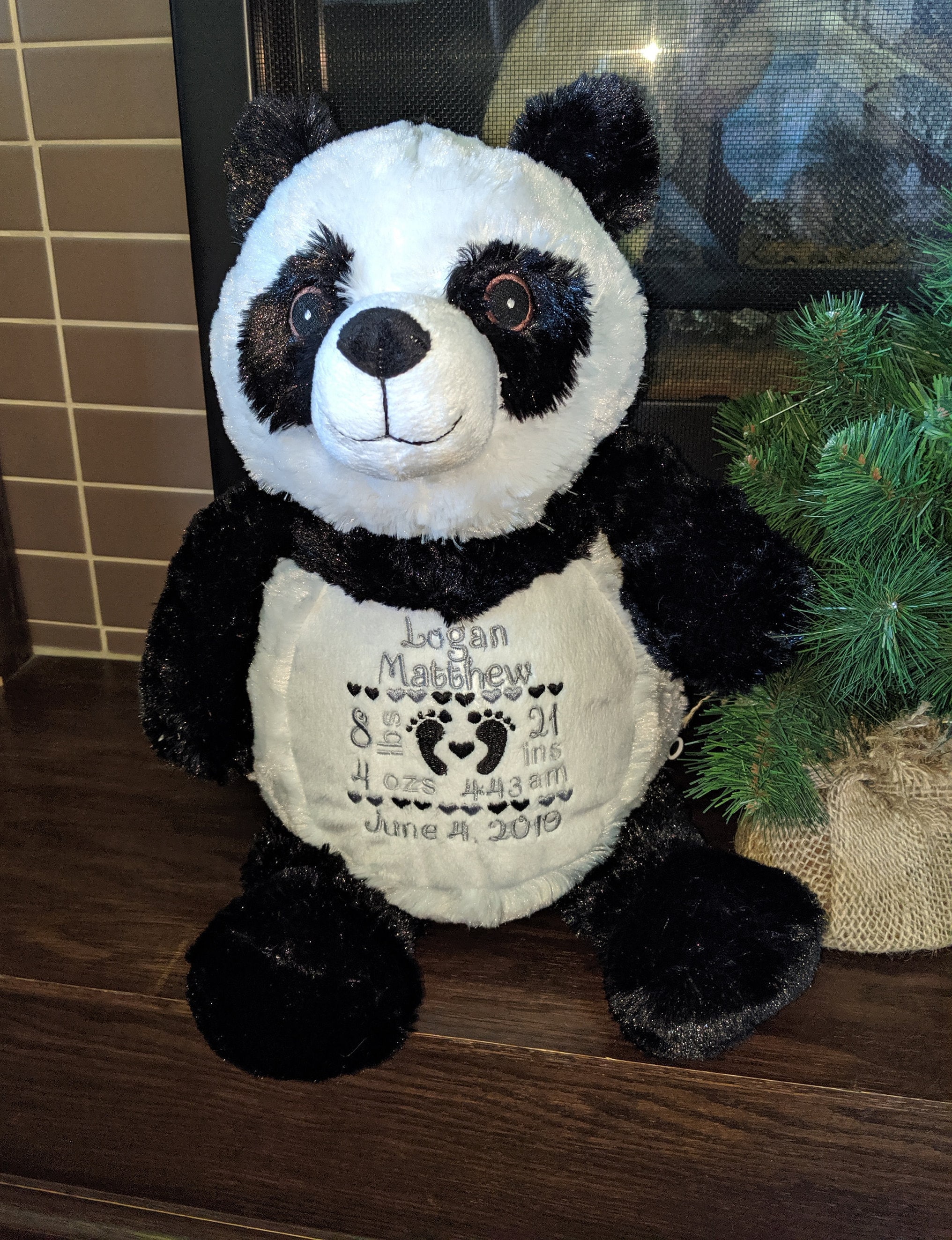 Personalized Baby Gift-Panda Bear Birth Announcement Stuffed Animal