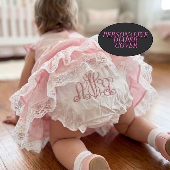 Personalized Baby Gift Custom Diaper Cover Girl Organic Cotton Infant Underwear Monogrammed Name Embroidered Bloomer Soft Breathable Newborn