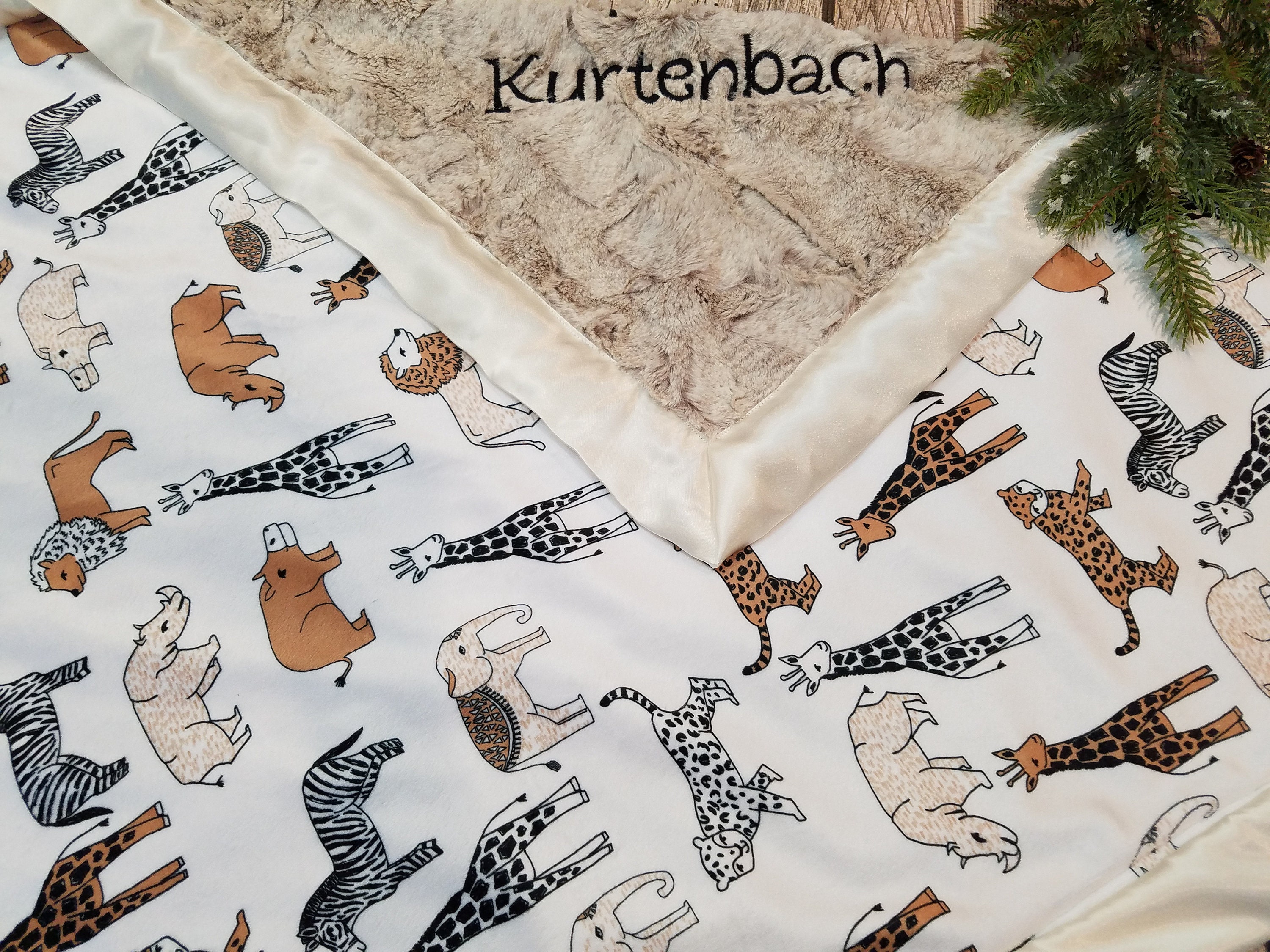 Personalized Safari baby BlanketBaby boy Minky Blanket, baby safari