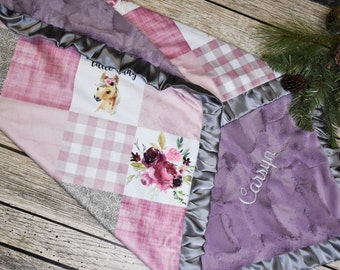 Personalized Horse Minky Blanket, Western baby gift, Purple Baby blanket, cowgirl baby blanket, horse baby gift, baby girl horse