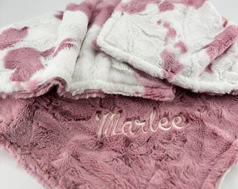 Personalized cow girl baby blanket western minky baby Blanket Newborn baby gift soft cowhide customized gift for gender reveal idea handmade