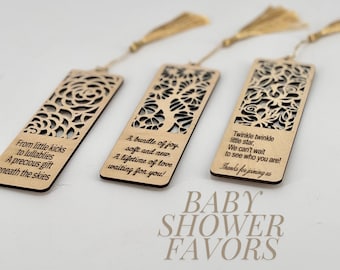 Wooden bookmark with tassel Baby Shower custom favor thank you gift for girl boy welcome baby gift bulk party gift for party baby gift idea