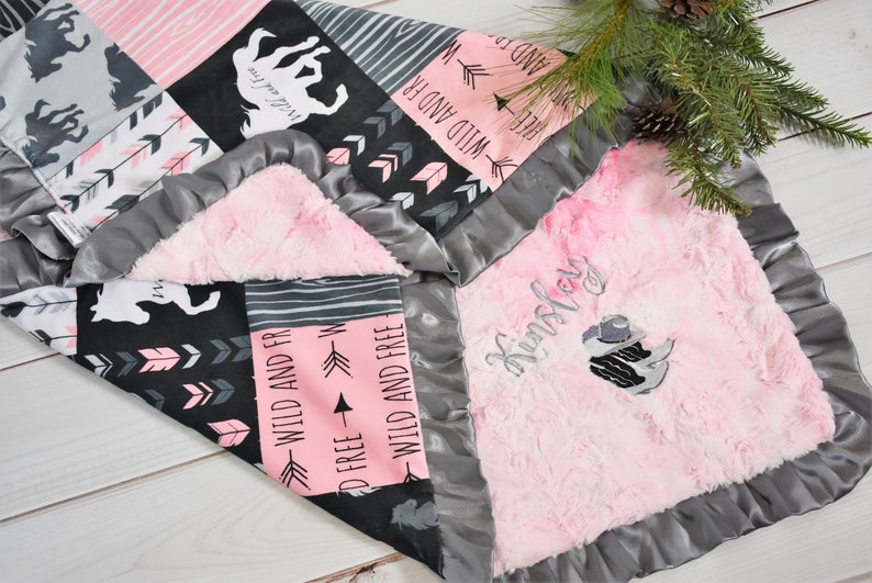 Pink Western Personalized Blanketcowgirl Blanket Western Etsy