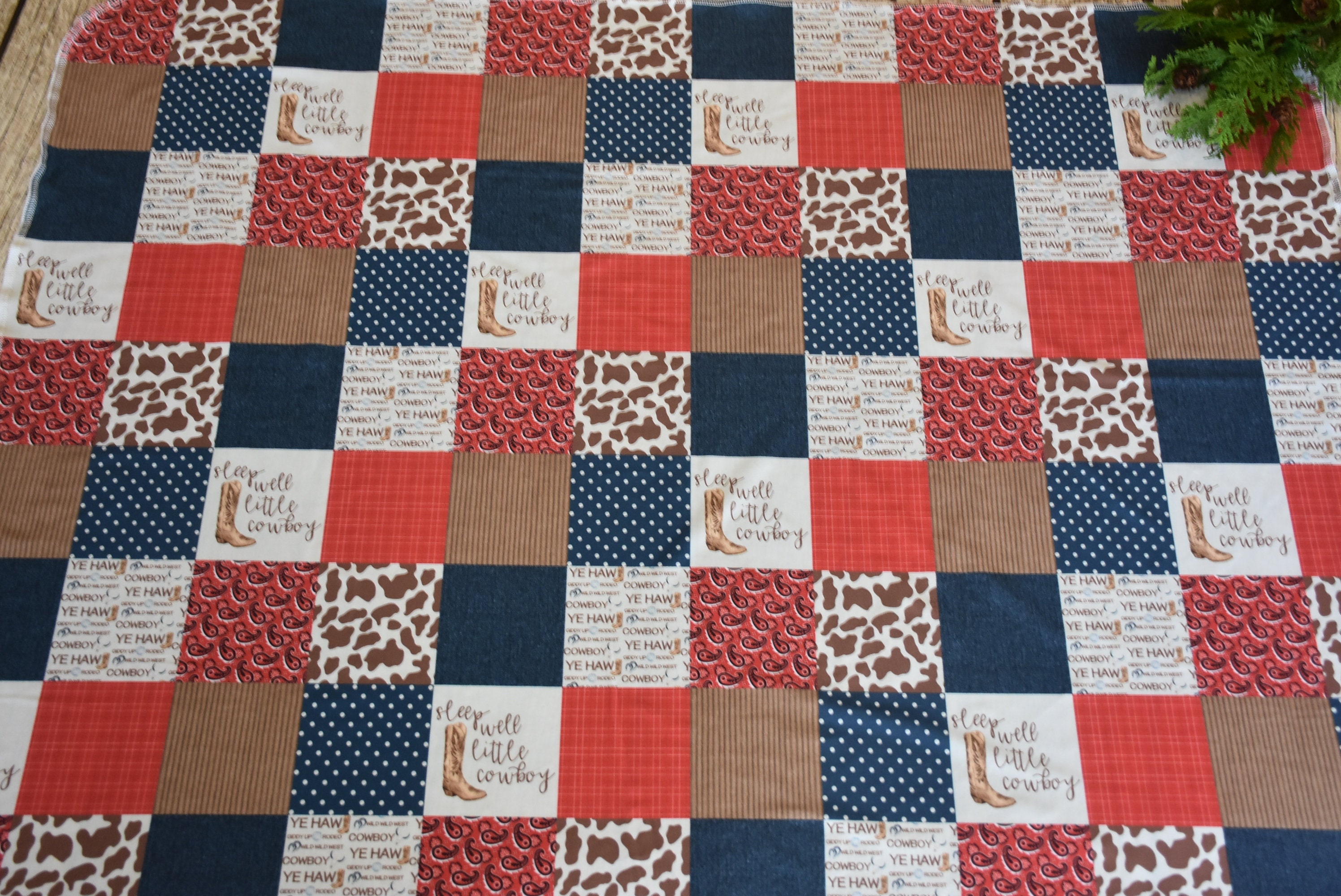 Knit Swaddle Blanketbaby boy Western Horse swaddle blanketcowboy baby