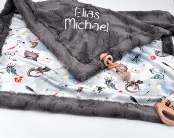 Harry Potter Baby Blanket Design Nursery Room Decor Idea for Newborn Comfort Cover with Creatures Nursery Throw Gift Set for Infant Room