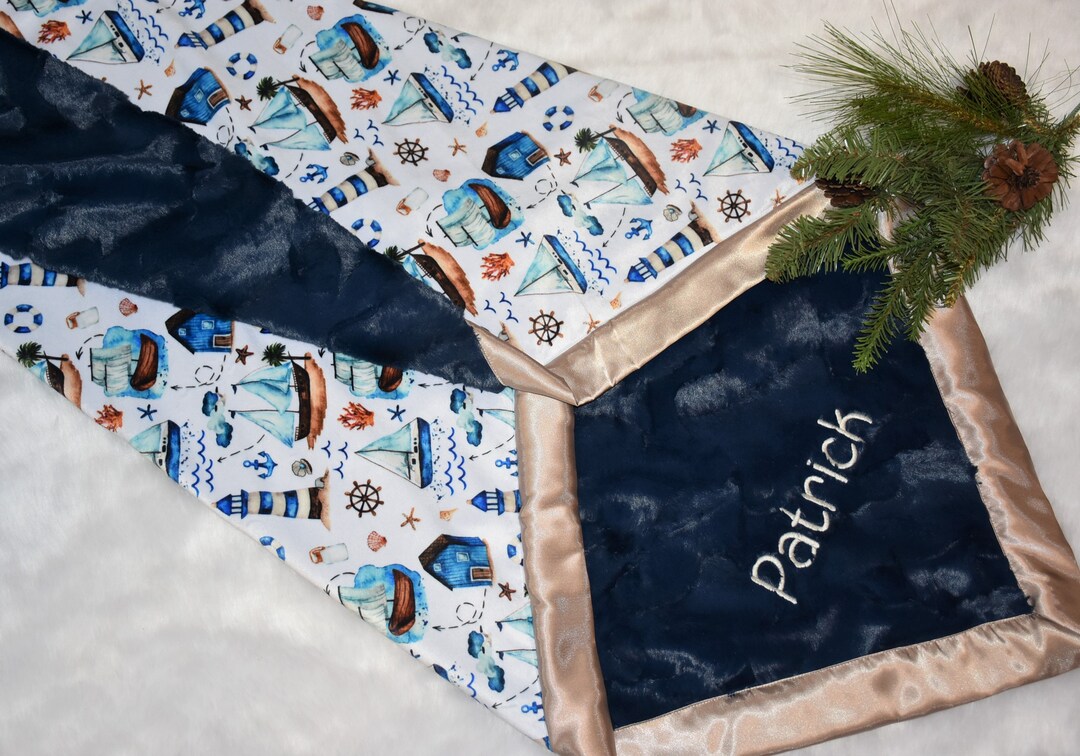 Nautical Personalized Baby Blanketnautical Theme Baby Boy Shower