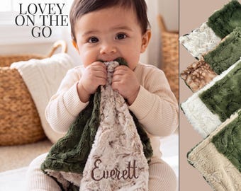 Personalized Baby Lovey Security Blanket Custom Embroidered Name Keepsake Newborn Gift Shower Present Monogrammed Minky Soft Comfort Item