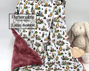 Personalized nursery rhyme baby gender neutral gift storybook minky baby blanket with name for once upon a time nursery custom blanket baby