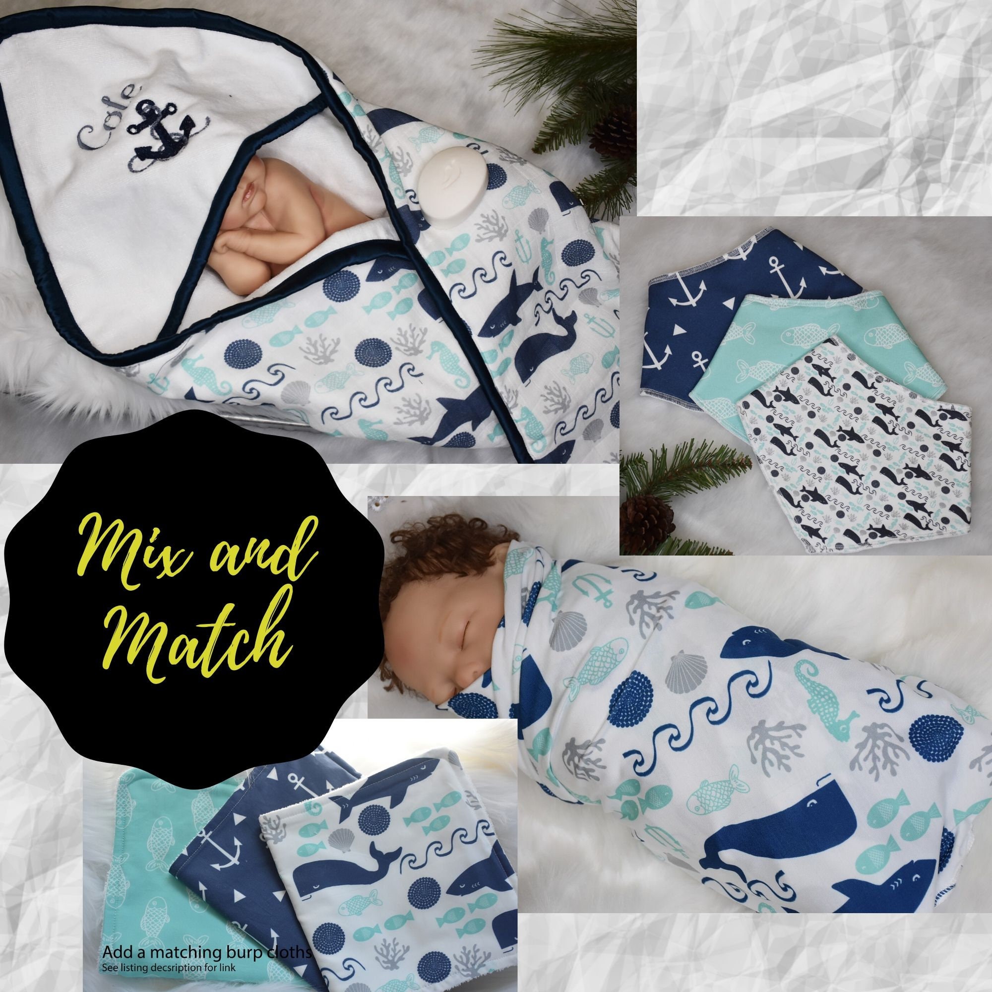 Personalized baby gifts for Baby boy, Nautical Baby Boy Minky Blanket