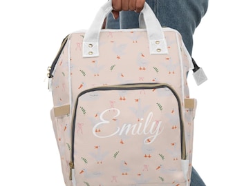 Personalized Goose Diaper Backpack Baby Girl Gift Bag Pink weekend bag Baby Shower Gift Idea Silly Goose Tote Bag Organization Baby Gear