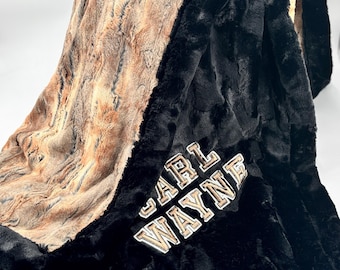 Custom Minky Blanket with Name chestnut Cowboy Throw Western Design Dad Gift for Relaxation Soft Comfort Birthday Present woodland Wedding