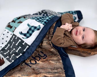 Dog Blanket Baby Room Decor Puppy Gift Newborn Present Buffalo Plaid Infant Blanket Turquoise Blue Pet Supplies Nursery Set Room Comfort