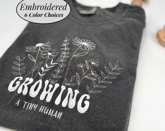 Cute Pregnancy Tshirt Pregnancy Announcement Maternity Gift for Mom to Be Baby Bump Shirt Growing a Tiny Human Pregnancy Reveal T Shirt gift